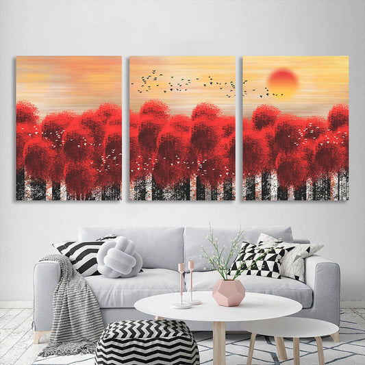 Modular red dandelions Multi Panel Canvas Wall Art Print