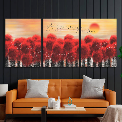 Modular red dandelions Multi Panel Canvas Wall Art Print