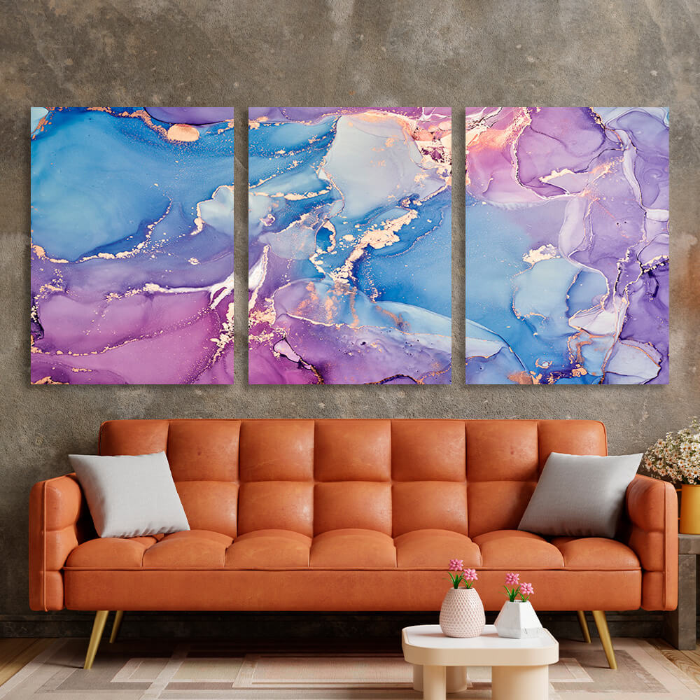 Modular lilac-blue abstract Multi Panel Canvas Wall Art Print