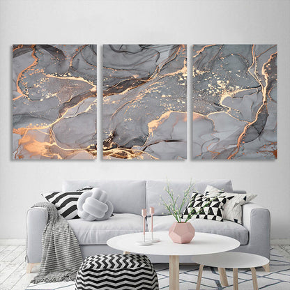 Modular gray-gold abstract Multi Panel Canvas Wall Art Print