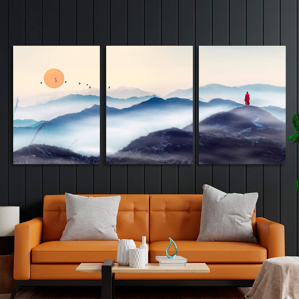 Modular mountains Multi Panel Canvas Wall Art Print