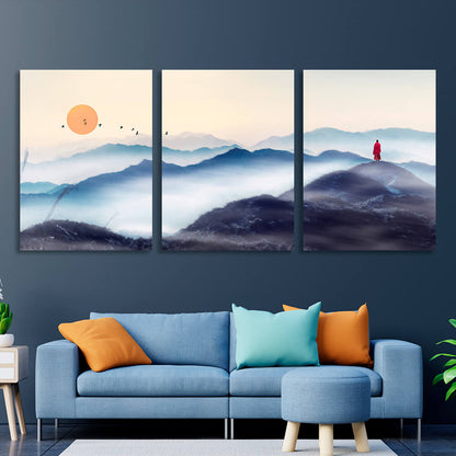 Modular mountains Multi Panel Canvas Wall Art Print