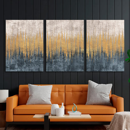 Modular abstract beige and gray with gold Multi Panel Canvas Wall Art Print