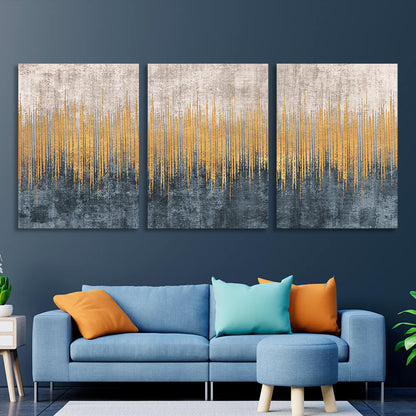 Modular abstract beige and gray with gold Multi Panel Canvas Wall Art Print