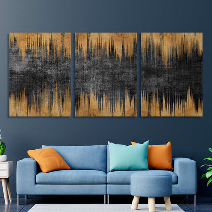 Modular gold and black abstract Multi Panel Canvas Wall Art Print