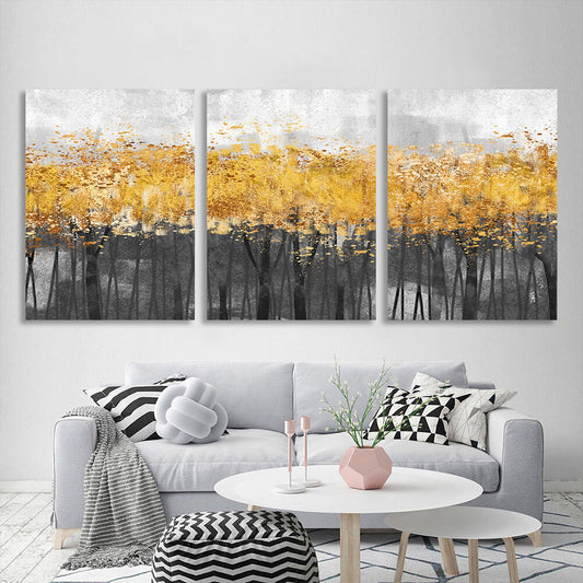 Modular gray-gold abstract Multi Panel Canvas Wall Art Print