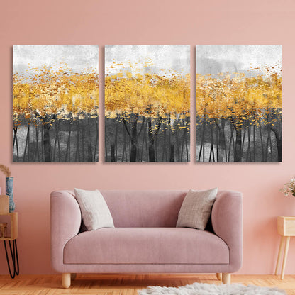 Modular gray-gold abstract Multi Panel Canvas Wall Art Print