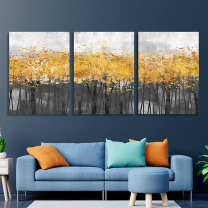 Modular gray-gold abstract Multi Panel Canvas Wall Art Print