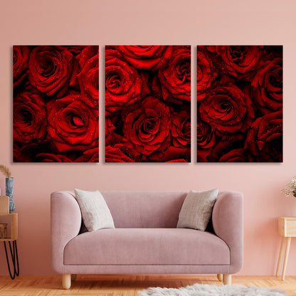 Modular red roses Multi Panel Canvas Wall Art Print