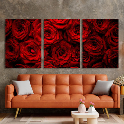 Modular red roses Multi Panel Canvas Wall Art Print