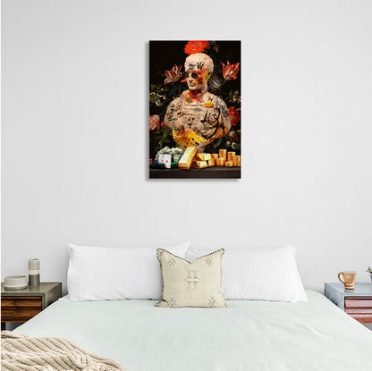 Statue of Caesar graffiti Canvas Wall Art Print