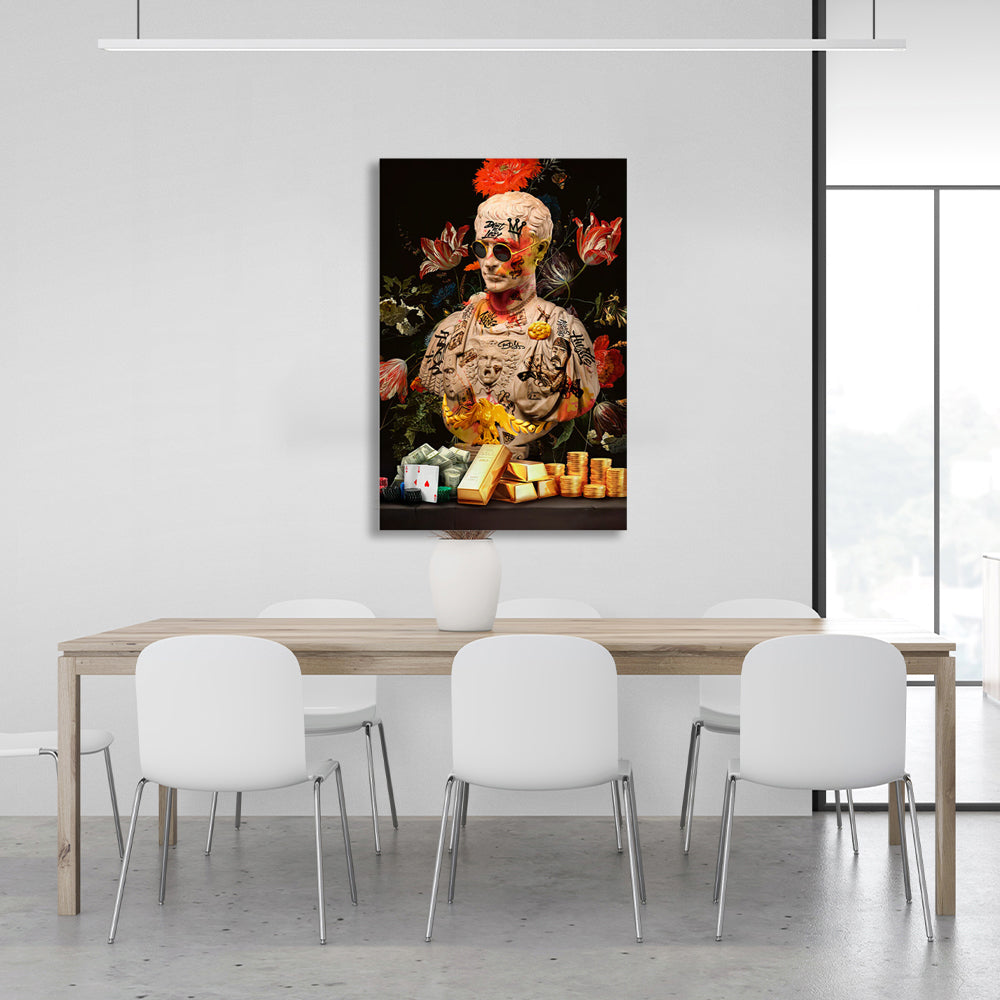 Statue of Caesar graffiti Canvas Wall Art Print