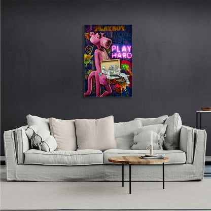 Pink Panther Play grown-up. Motivational Canvas Wall Art Print