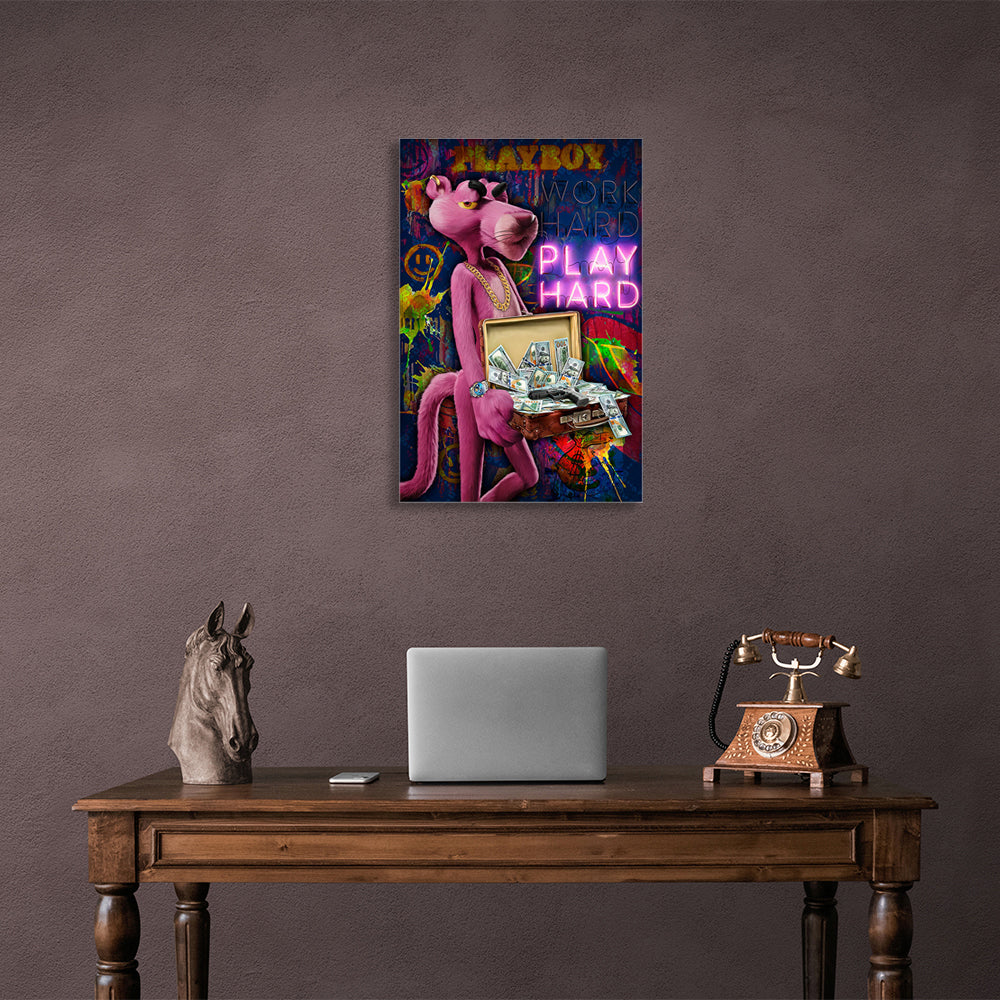 Pink Panther Play grown-up. Motivational Canvas Wall Art Print