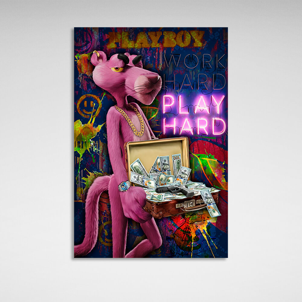 Pink Panther Play grown-up. Motivational Canvas Wall Art Print