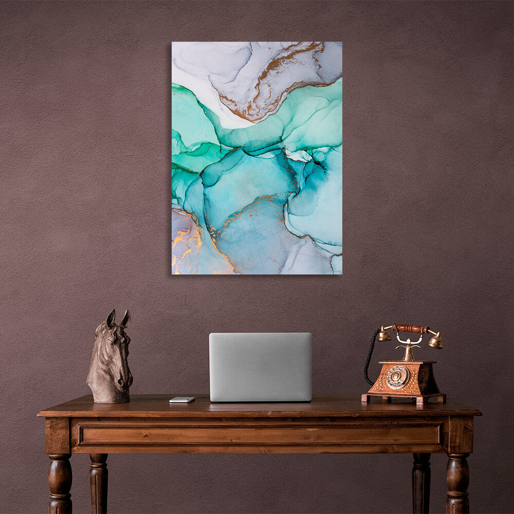 Turquoise blue Abstraction Canvas Wall Art Print