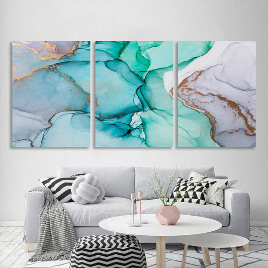 Modular turquoise green abstract Multi Panel Canvas Wall Art Print