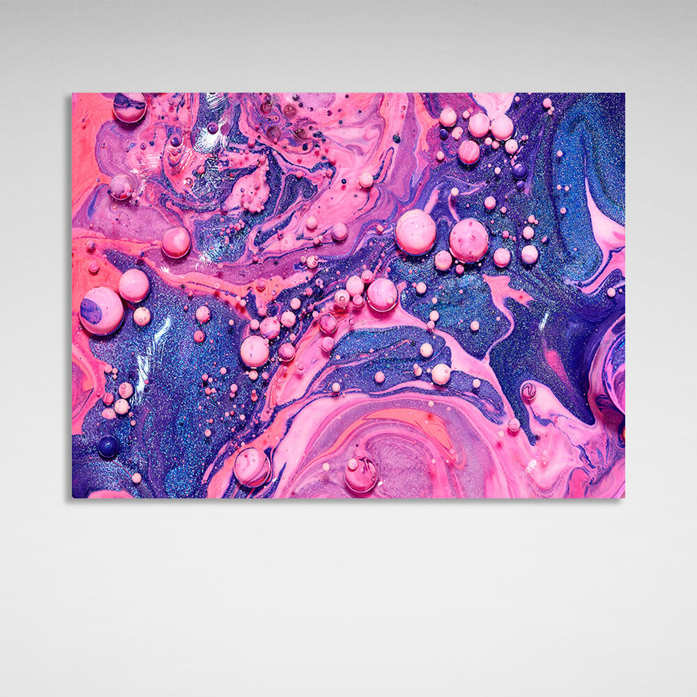 Blue and pink abstract Abstraction Canvas Wall Art Print