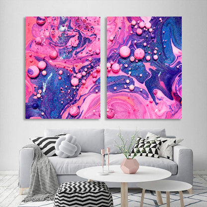 Modular pink and blue abstract Multi Panel Canvas Wall Art Print