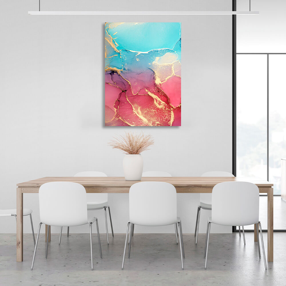 Turquoise pink Abstraction Canvas Wall Art Print