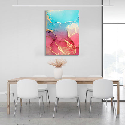 Turquoise pink Abstraction Canvas Wall Art Print