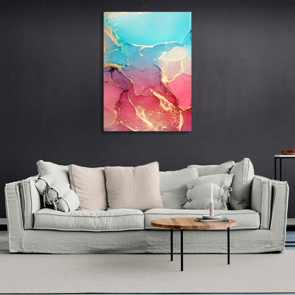 Turquoise pink Abstraction Canvas Wall Art Print