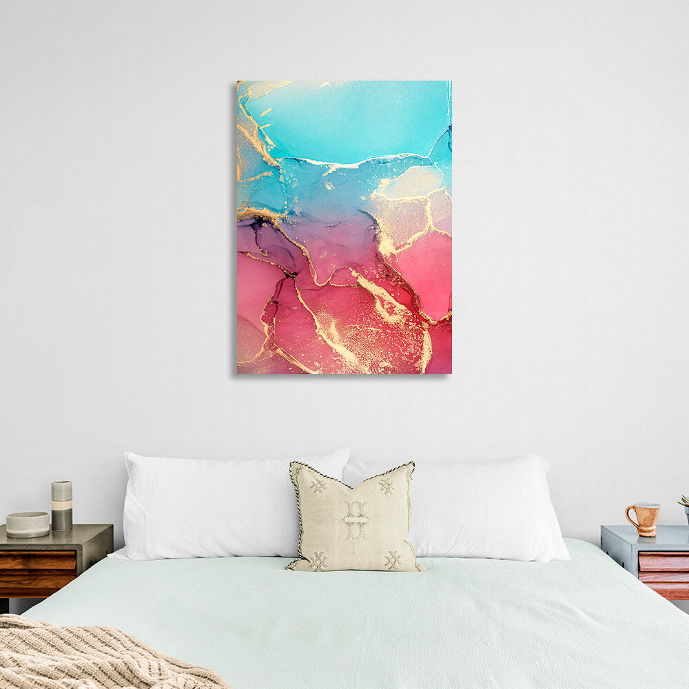 Turquoise pink Abstraction Canvas Wall Art Print