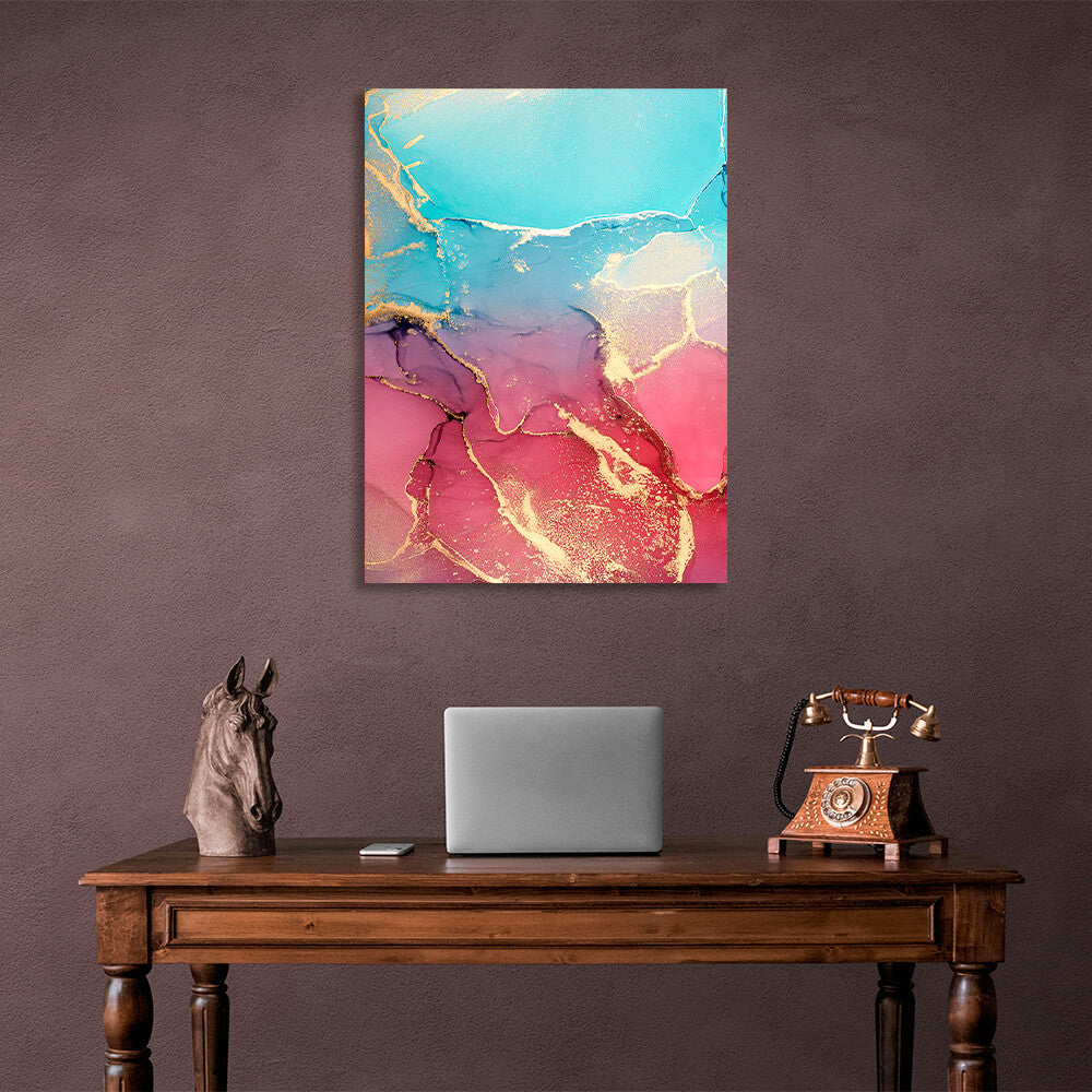 Turquoise pink Abstraction Canvas Wall Art Print