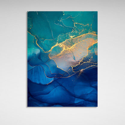 Blue and turquoise Abstraction Canvas Wall Art Print