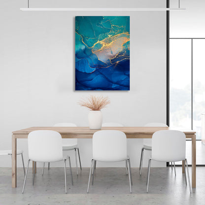 Blue and turquoise Abstraction Canvas Wall Art Print