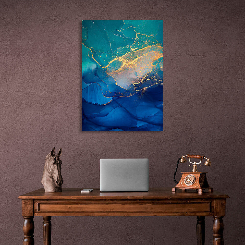 Blue and turquoise Abstraction Canvas Wall Art Print