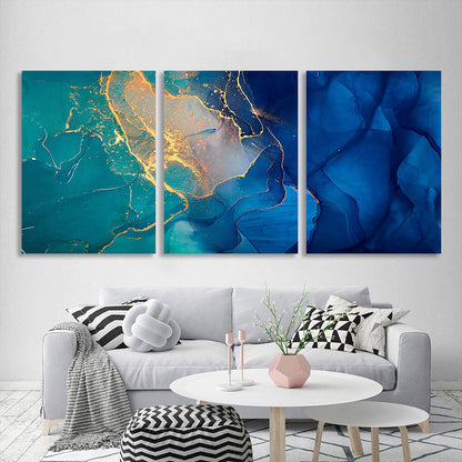 Modular blue-green abstract Multi Panel Canvas Wall Art Print