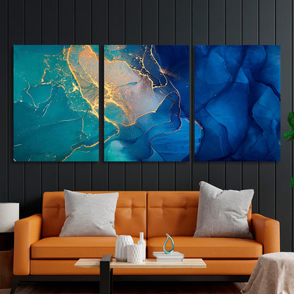 Modular blue-green abstract Multi Panel Canvas Wall Art Print