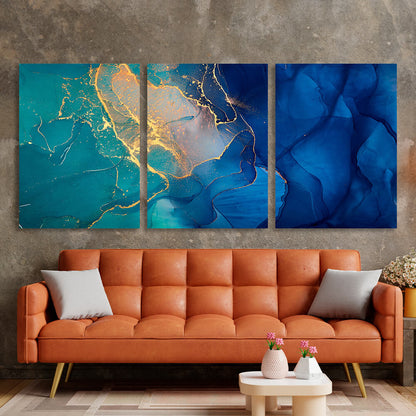 Modular blue-green abstract Multi Panel Canvas Wall Art Print