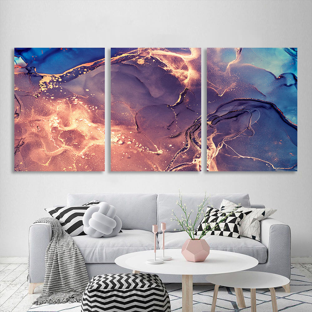 Modular powder-blue abstract Multi Panel Canvas Wall Art Print