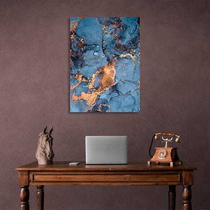 Blue and gold Abstraction Canvas Wall Art Print