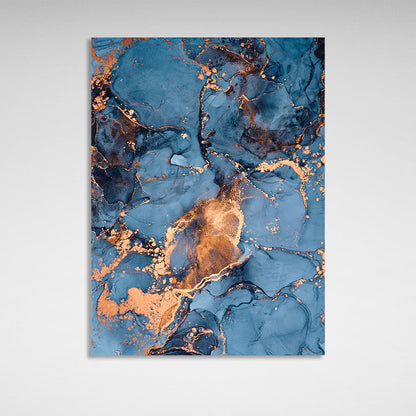 Blue and gold Abstraction Canvas Wall Art Print