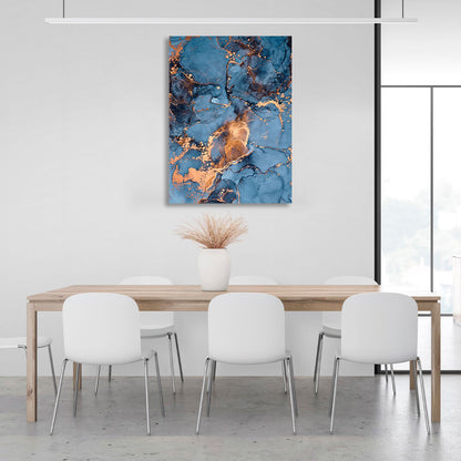 Blue and gold Abstraction Canvas Wall Art Print