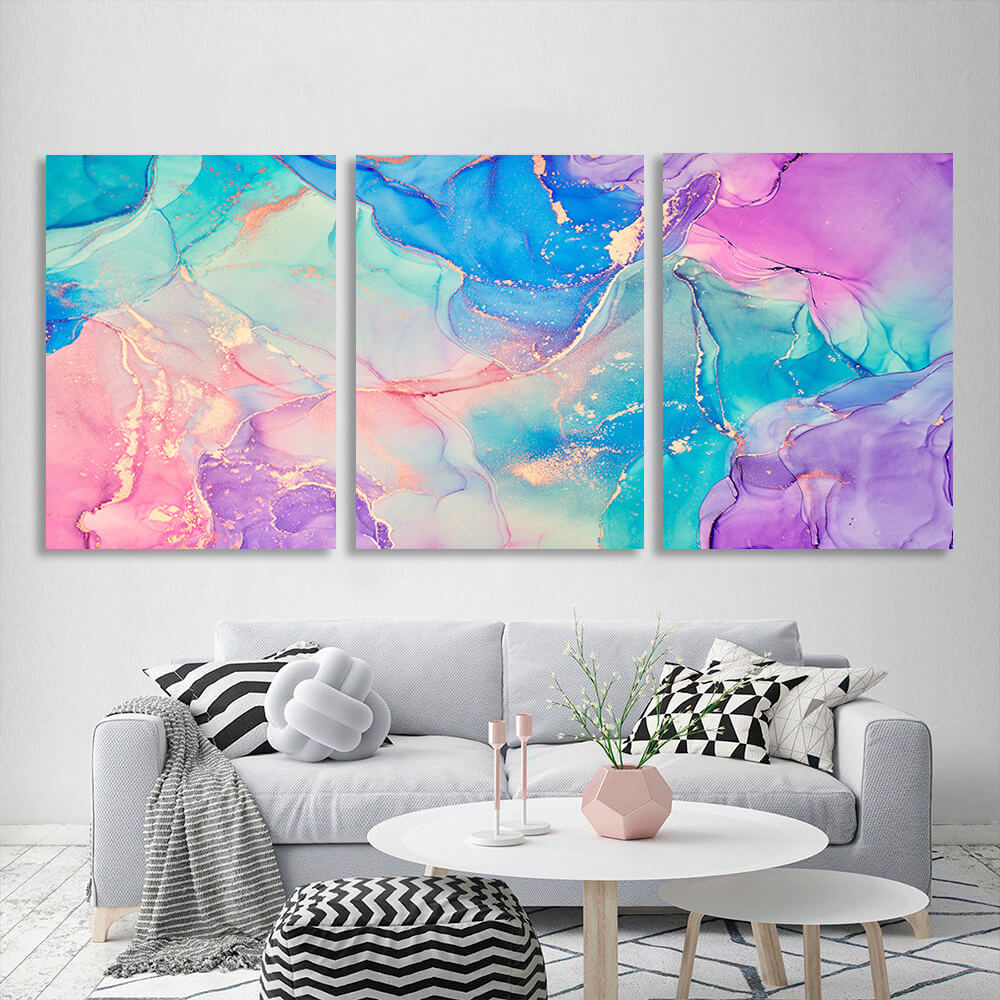 Modular rainbow abstraction Multi Panel Canvas Wall Art Print