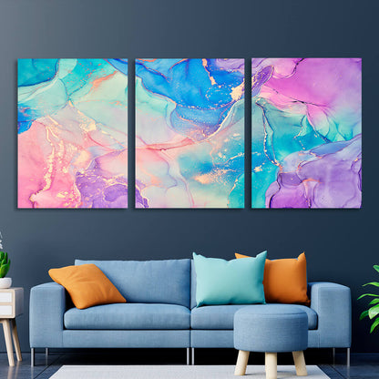 Modular rainbow abstraction Multi Panel Canvas Wall Art Print