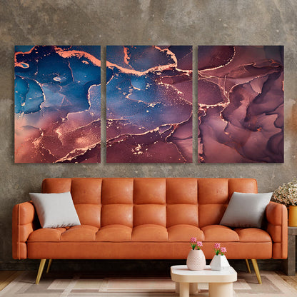 Modular burgundy and blue abstract Multi Panel Canvas Wall Art Print