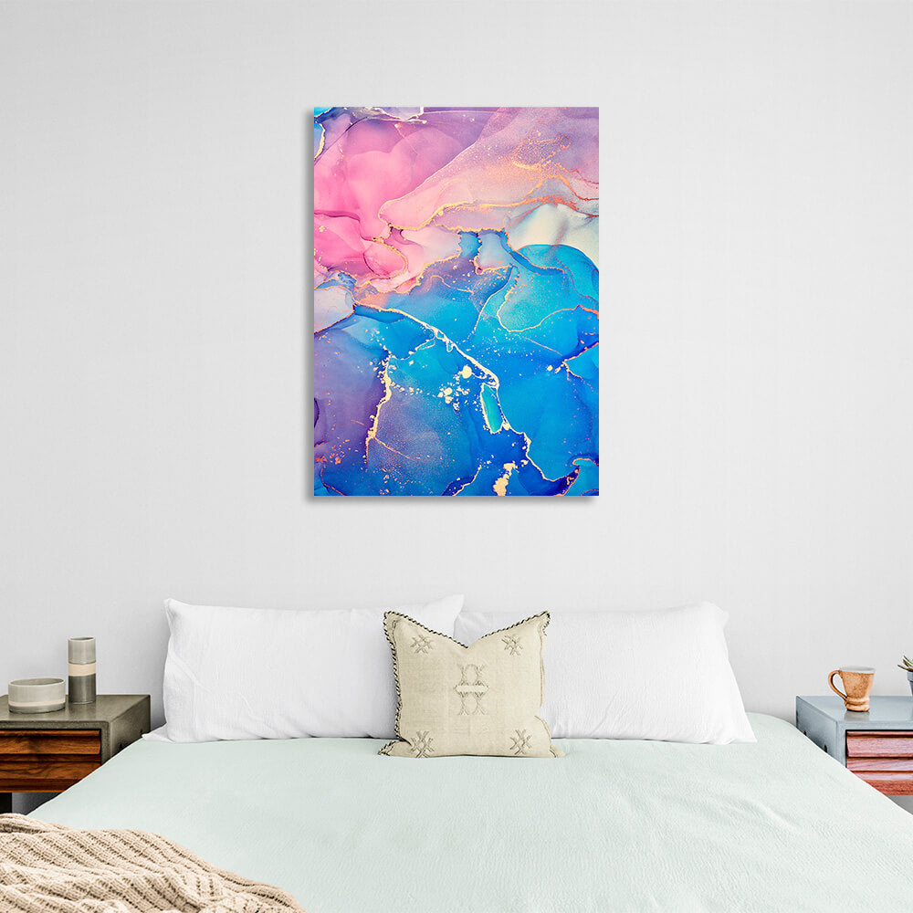 Pink and blue Abstraction Canvas Wall Art Print