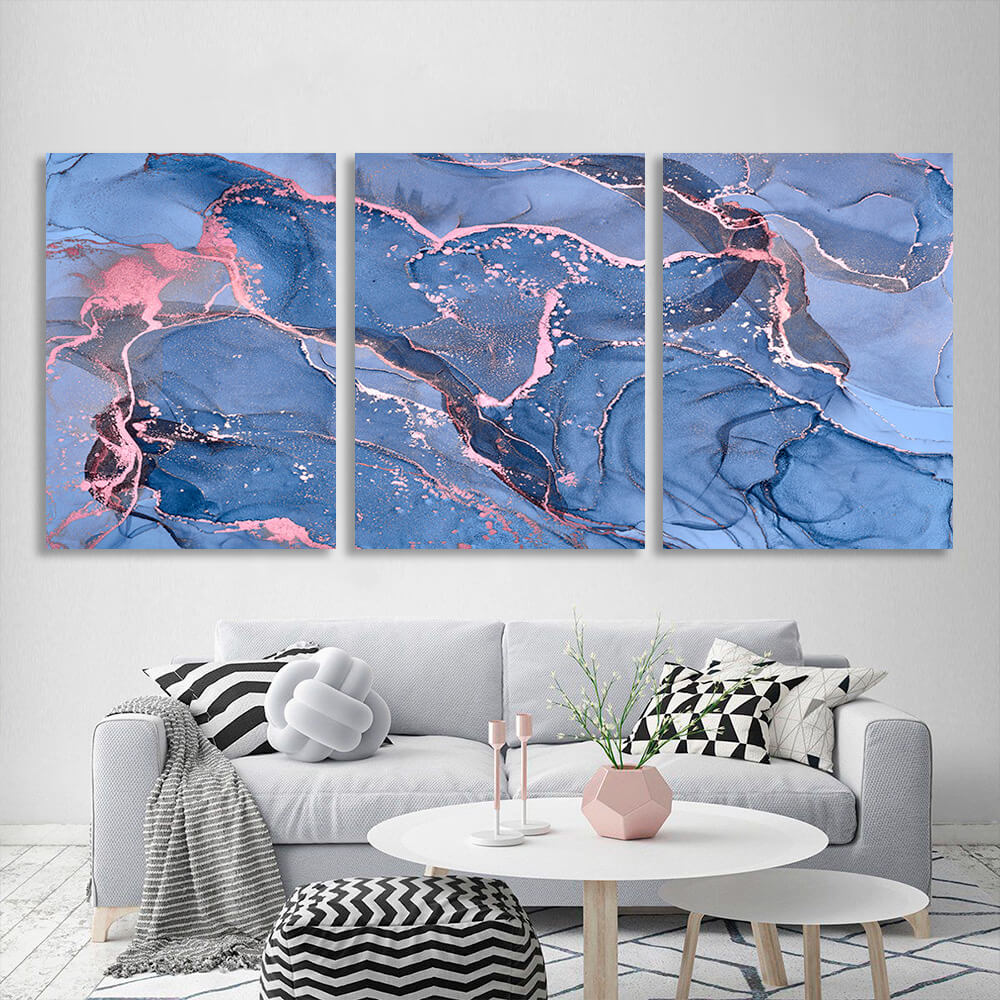 Modular a light blue and pink hue Multi Panel Canvas Wall Art Print