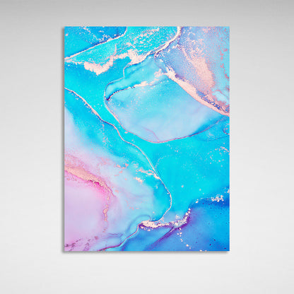 Turquoise blue with pink Abstraction Canvas Wall Art Print