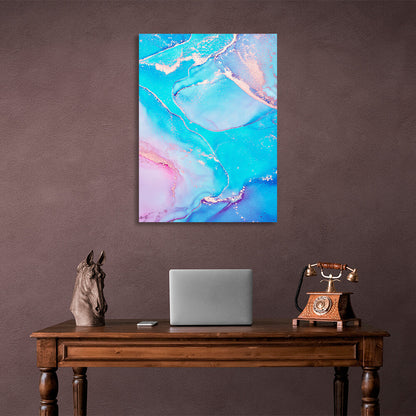 Turquoise blue with pink Abstraction Canvas Wall Art Print