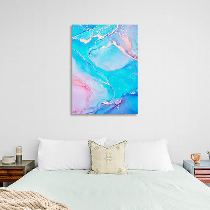 Turquoise blue with pink Abstraction Canvas Wall Art Print