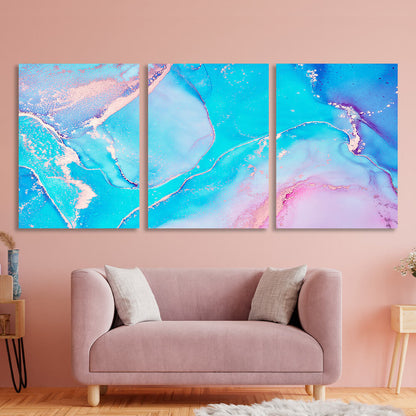 Modular turquoise-pink abstract Multi Panel Canvas Wall Art Print