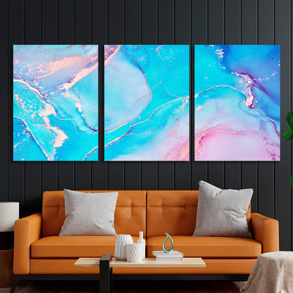 Modular turquoise-pink abstract Multi Panel Canvas Wall Art Print