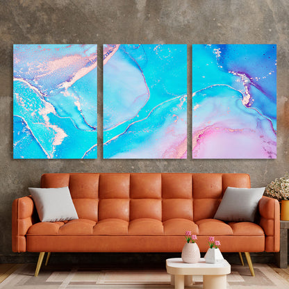 Modular turquoise-pink abstract Multi Panel Canvas Wall Art Print