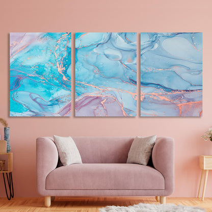 Modular powder-blue abstract Multi Panel Canvas Wall Art Print